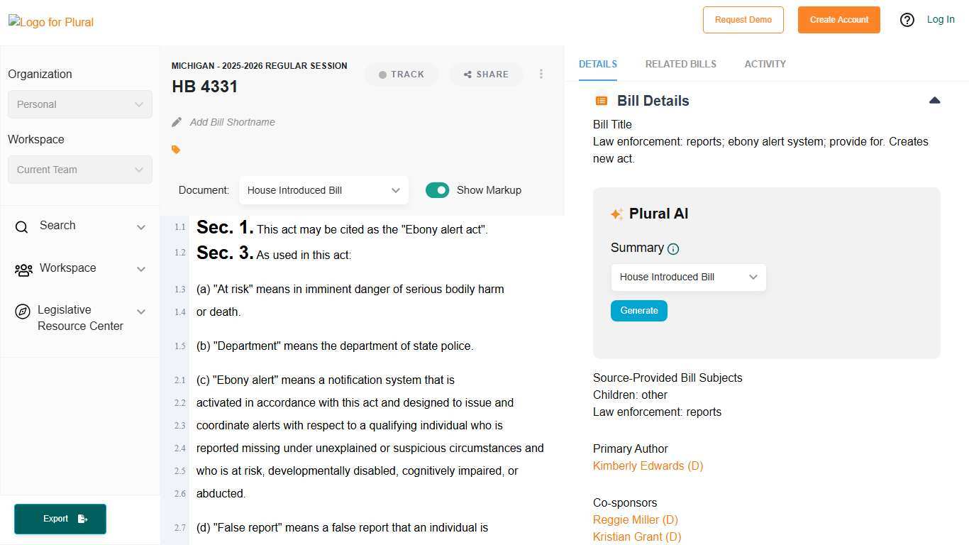 HB 4331 - Michigan (2025-2026) - Plural